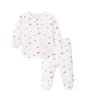 Les enphants 丽婴房 儿童两粒扣夹棉内衣套装 911 白底印图 80cm