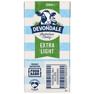Devondale 德运 脱脂高钙纯牛奶  200ml*24盒