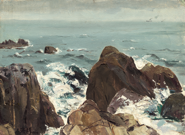 风景油画礁石屹立庞涛沙发背景墙装饰画挂画