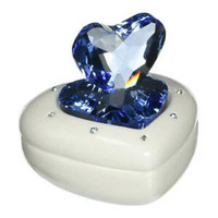 银联返现购：SWAROVSKI 施华洛世奇 白瓷蓝色水晶心型装饰盒