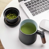 米粉节：pinztea 陶瓷泡茶杯 380ml 黑色