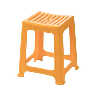 茶花（CHAHUA）茶花塑料凳子家用加厚方凳板凳塑胶凳 橙色  条纹中方凳（0848） *2件