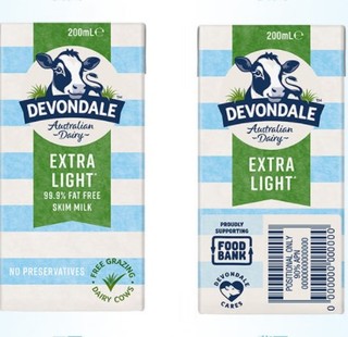 Devondale 德运 脱脂高钙纯牛奶  200ml*24盒