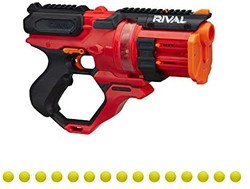 NERF Rival Roundhouse XX-1500 红色玩具枪 -- 透明旋转室可容纳圆桶 -- 5 个集成弹匣，15 个 Rival 发