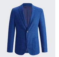 【质感面料】男士羊毛混纺休闲单件西服/外套 L 牛仔蓝花纹B5