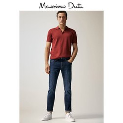 Massimo Dutti男装 修身版石洗刷纹牛仔裤 00042142405