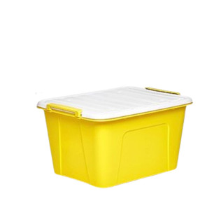 CHAHUA 茶花 塑料收纳箱58L升*2个彩色带滚轮整理箱大号储物箱 黄色58L*2