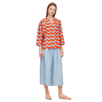UNIQLO 优衣库 Marimekko合作系列女士麻混纺宽松衬衫427404 亮橙色S