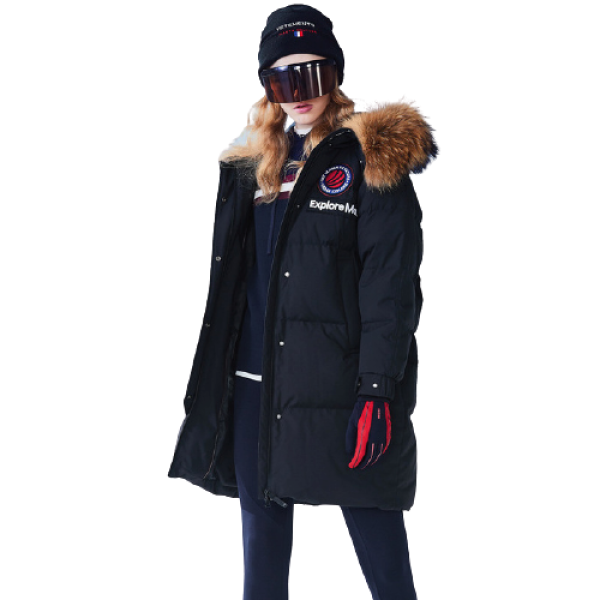 商品bosideng 波司登 极寒系列女士灰鹅绒中长款连帽拉链简约羽绒服b