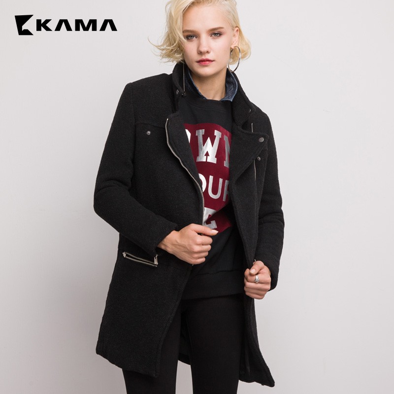 kama 卡玛 7415780 女士中长款修身外套