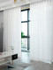 sunpathie2020新款日式现代简约透光不透人纱帘窗纱飘窗卧室浅雪