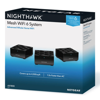 NETGEAR 美国网件 MK63 双频1800M 千兆Mesh无线分布式路由器 Wi-Fi 6 三个装 黑色
