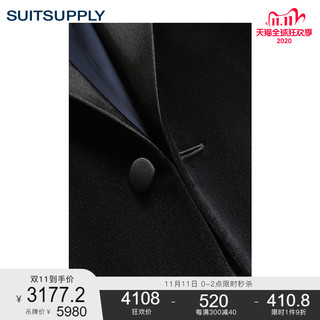 Suitsupply-Lazio黑色棉平纹修身男士礼服西装三件套