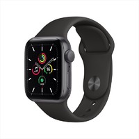 Apple 苹果 Watch SE 智能手表 40mm GPS版 黑色铝金属表壳 黑色硅胶表带（心率、GPS、扬声器）