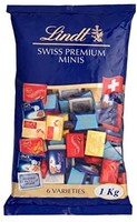 已含税 Lindt 瑞士莲 Lindor 那不勒斯超浓牛奶巧克力，159块， 1袋装 （1 x 1公斤）