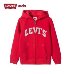 Levi's 李维斯男童外套春季儿童外套春秋抓绒开衫连帽卫衣110S-160L 赤红色 120(6)