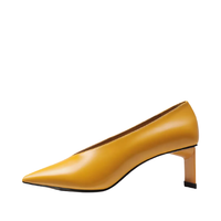 CHARLES & KEITH  女士纯色尖头V口高跟鞋CK1-61680087V 黄色35