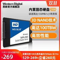 WD西部数据固态硬盘250g WDS250G2B0A笔记本SSD 250gb电脑台式机sata接口协议高速系统升级DIY装机西数旗舰店