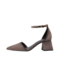 CHARLES & KEITH 女士编织一字式扣带尖头粗跟单鞋CK1-60280215 综合色37