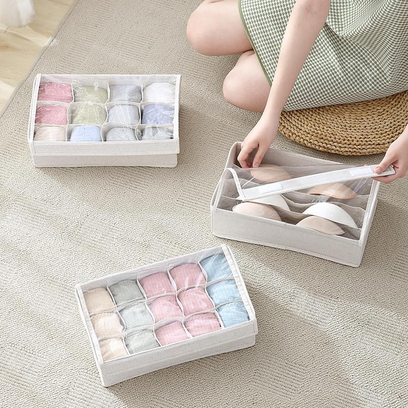 分开收纳更卫生，棉麻涤·内衣收纳盒