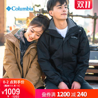 Columbia哥伦比亚20冬抓绒内胆热能防水防风三合一冲锋衣男WE1273 *2件