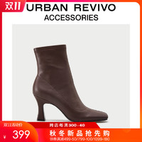 URBAN REVIVO2020冬季新品女士配件时髦高跟质感短靴AW39TS2N2000 *3件