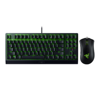 雷蛇 Razer 蝰蛇标准版鼠标 黑色 6400DPI+小蜘蛛  X 竞技版背光款 机械键盘87键 绿轴 黑色