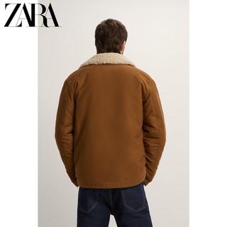 ZARA 00706405707 男士抓绒仿羊羔绒拼接夹克