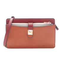FURLA 芙拉 女士拼色金属扣皮革单肩斜挎包E09LEV29R7800Z 酒红拼棕色小包