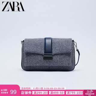 ZARA 16854610009 蓝色金属饰件单肩包 