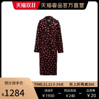 Love Moschino/莫斯奇诺 玫红拼黑色混羊毛女士毛呢大衣