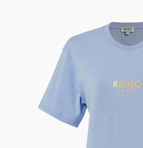 KENZO 凯卓 女士棉质圆领直筒字母印花短袖T恤FA52TS955937 浅蓝色XS