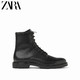 ZARA 15015002040 黑色系带工装马丁靴