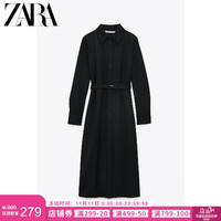 ZARA新款 女装 配腰带衬衣式连衣裙 08205645800