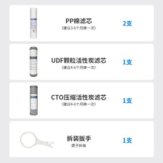 净主义 FC-04B 净水器纯水机滤芯套装 10寸通用 前三级(PP棉+颗粒活性炭+压缩活性炭)送PP棉*1+扳手