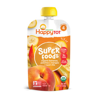 禧贝HappyBABY 营养果泥 宝宝辅食零食 香蕉桃子芒果 120g 美国进口 12个月 *9件