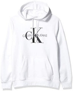 Calvin Klein 男式抓绒连帽衫套头衫 带Logo运动卫衣