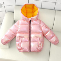 冬季新款儿童羽绒服白鸭绒外套 炫彩粉色 150(偏小一码)
