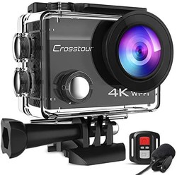 Crosstour CT8500 4K 20MP 运动相机外置麦克风 PC 网络摄像头 WiFi vlogg摄像头 EIS 防水 40M 带遥控器
