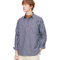 UNIQLO 优衣库 男士长绒棉条纹长袖衬衫432076 藏青色XS