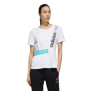 adidas NEO W CS SU TEE SS 女士运动T恤 EJ7096  白蓝 XS