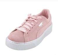 PUMA 彪马 Suede Platform Satin 女士休闲运动鞋 366106-02 粉/白 36