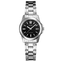 CASIO 卡西欧 LTP-1215A-1A2DF 女士石英手表 29.36mm 黑盘 银色不锈钢表带 圆形