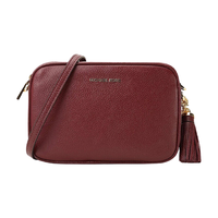 MICHAEL KORS 迈克·科尔斯 女士荔枝纹拉链斜挎单肩包32F7GGNM8L001 深红色