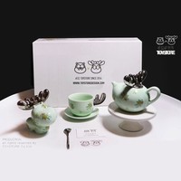 忒逗梦鹿碎花 创意茶具套装 可爱个性茶杯 陶瓷茶壶礼品