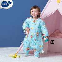 米乐鱼 婴儿睡袋宝宝儿童抱被加厚防踢被分腿睡袋可拆袖 夹棉小火龙80*52cm