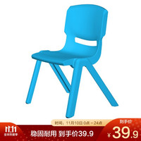 SPACEXPERT 空间专家 塑料靠背椅 加厚休闲小凳子蓝色 简易餐椅防滑椅子换鞋凳