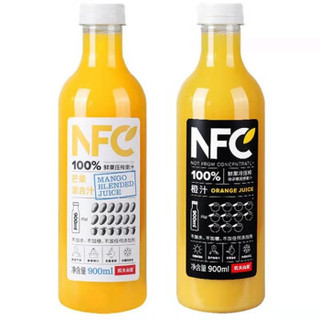 农夫山泉NFC果汁橙汁芒果汁NFC纯果蔬汁900ml*2瓶代餐冷鲜榨饮料 900ml橙汁*2瓶