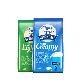 澳洲德运奶粉组合全脂脱脂奶粉1kg*2