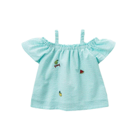 dave&bella 戴维贝拉 女童格子短袖T恤 DBK9785 绿色 140cm